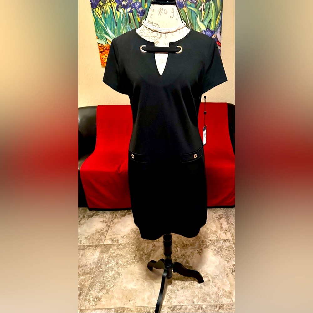 Navy knee length dress never worn with tags